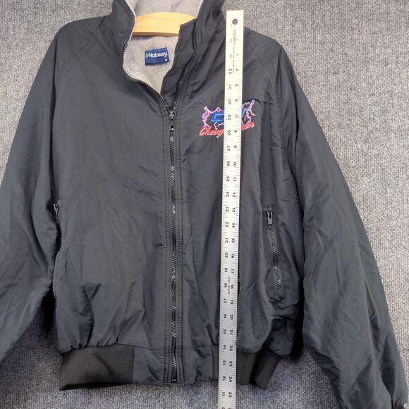 Holloway Men's Chevrolet Windbreaker Jacket Medium Black Polyester Vintage - Picture 12 of 14